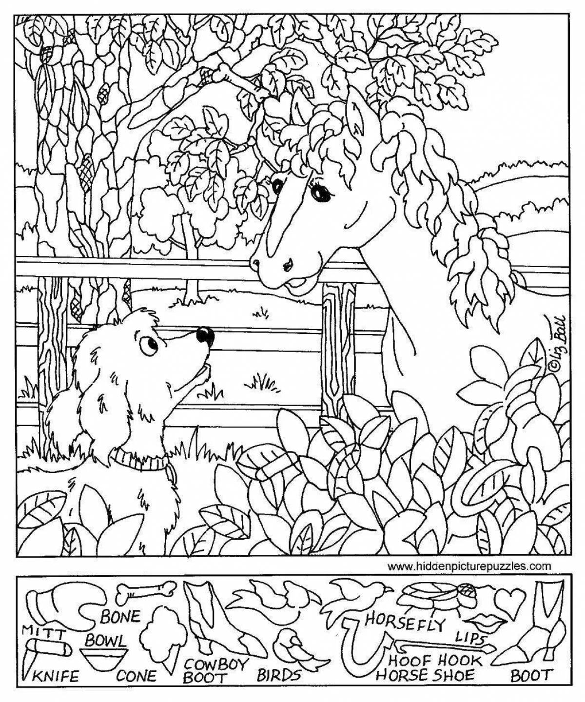 Entertaining coloring search objects