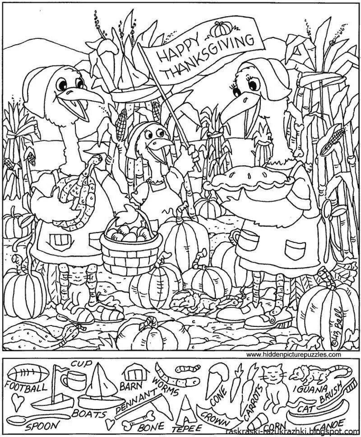Color-vibrant coloring page hidden object