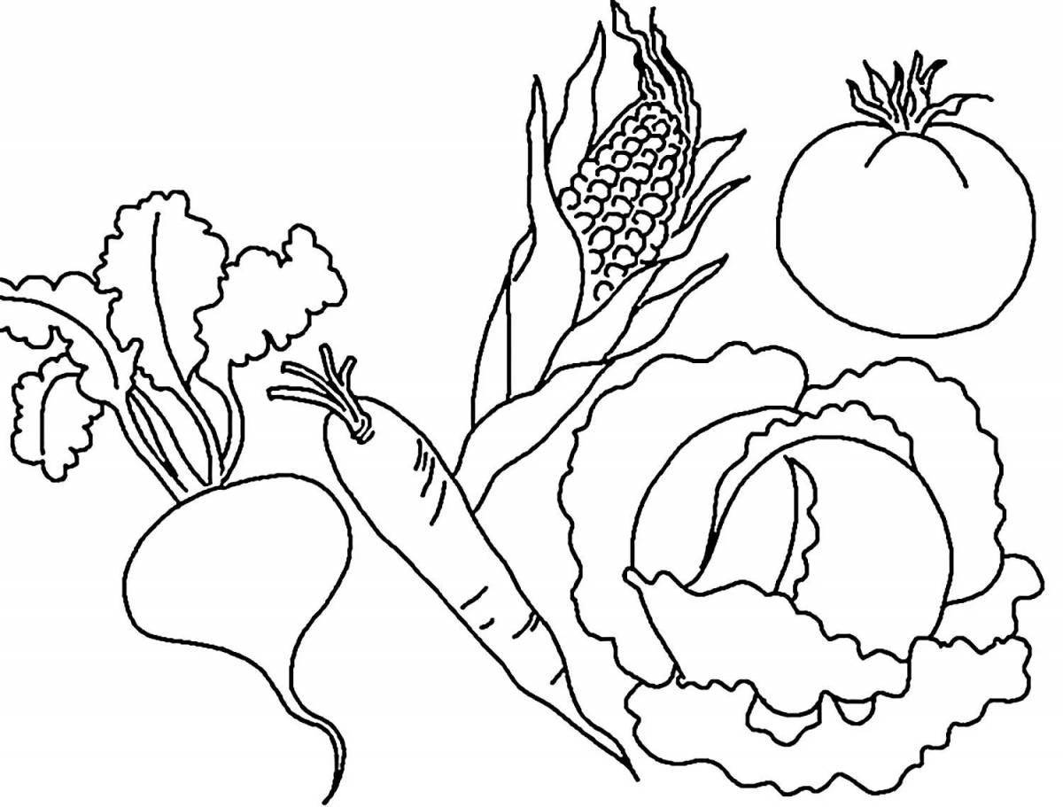 Colorful creative vegetable coloring for kids