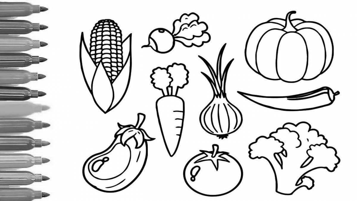 Colorful and fun vegetable coloring book for kids