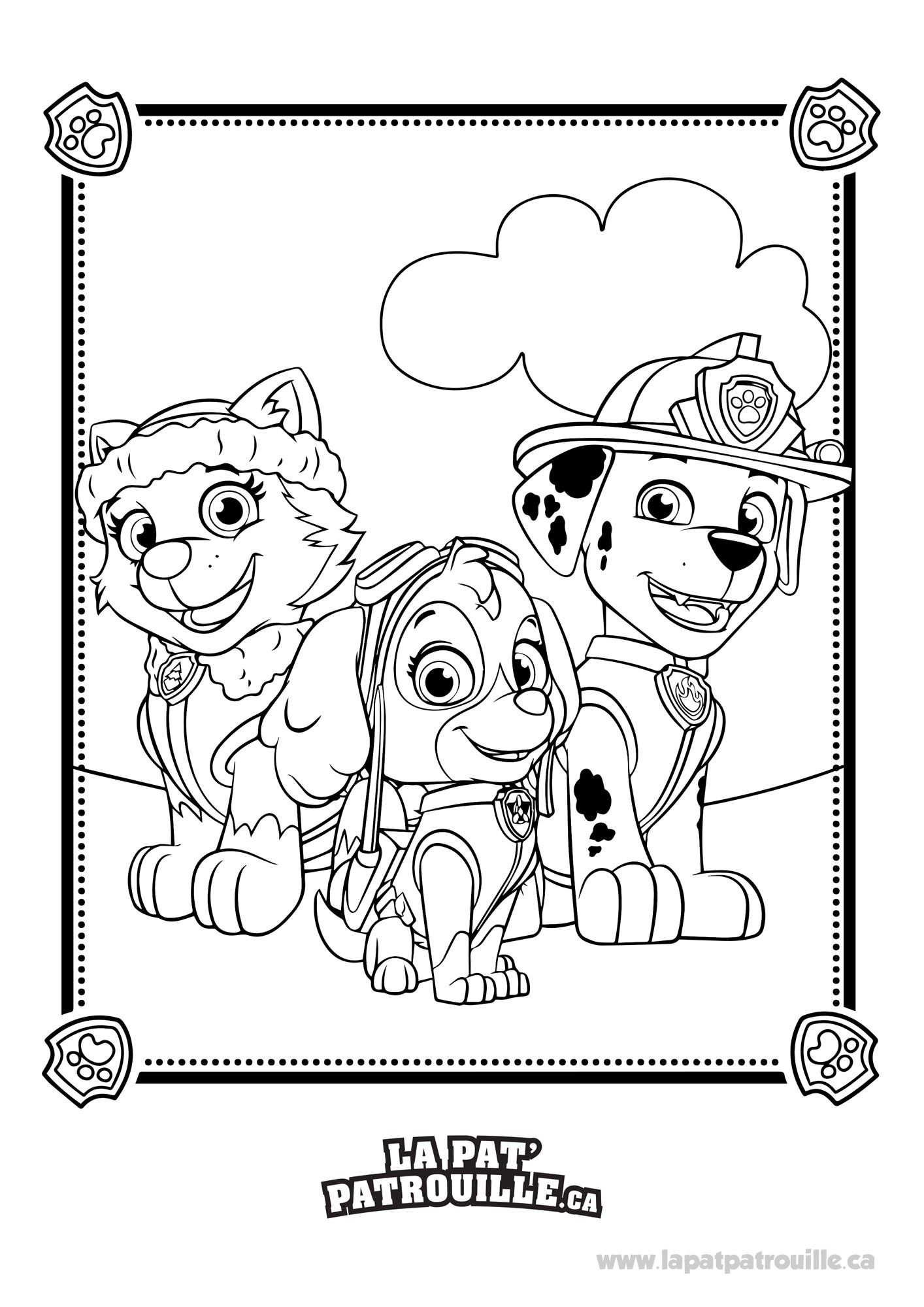 Adorable everest and sky coloring page
