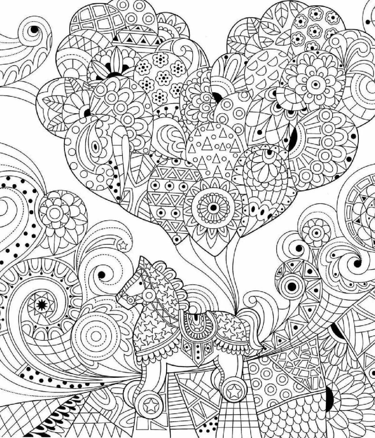 Coloring book charming anti-stress art therapy