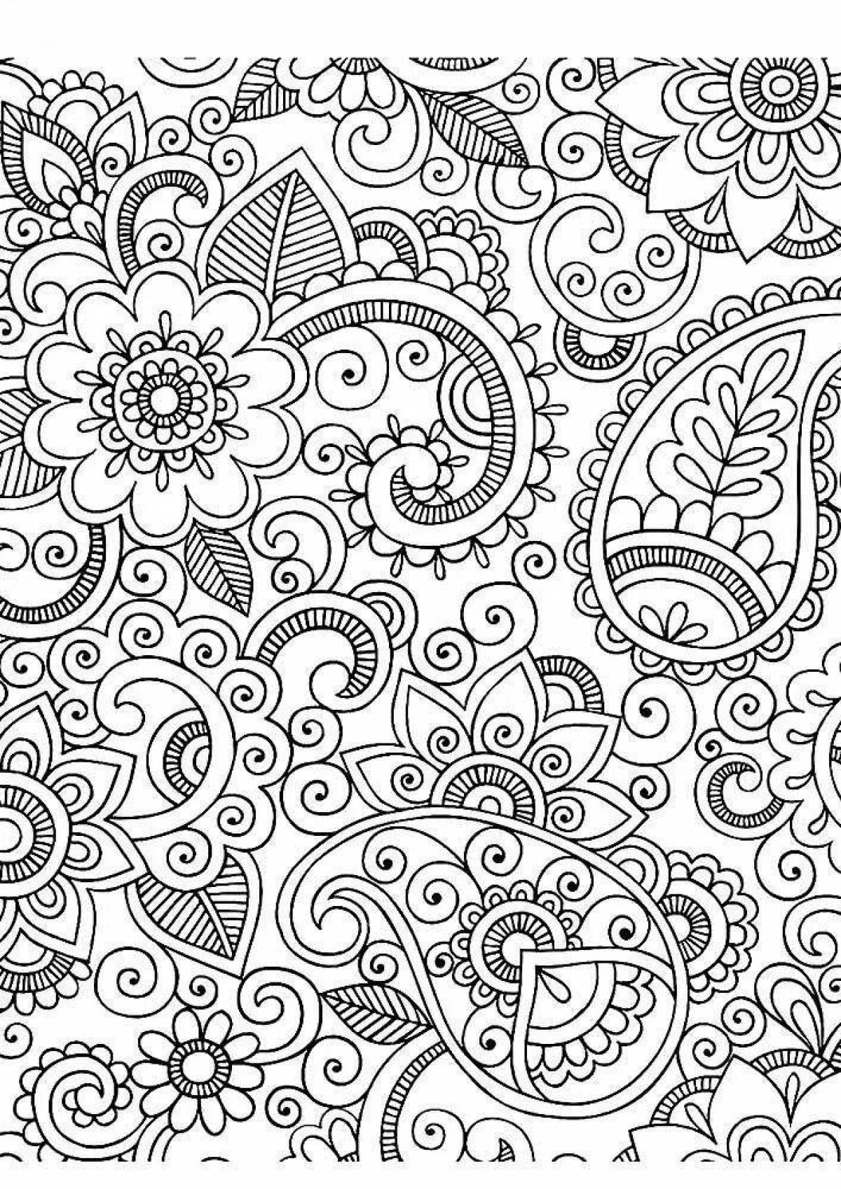Coloring book stimulating anti-stress art therapy