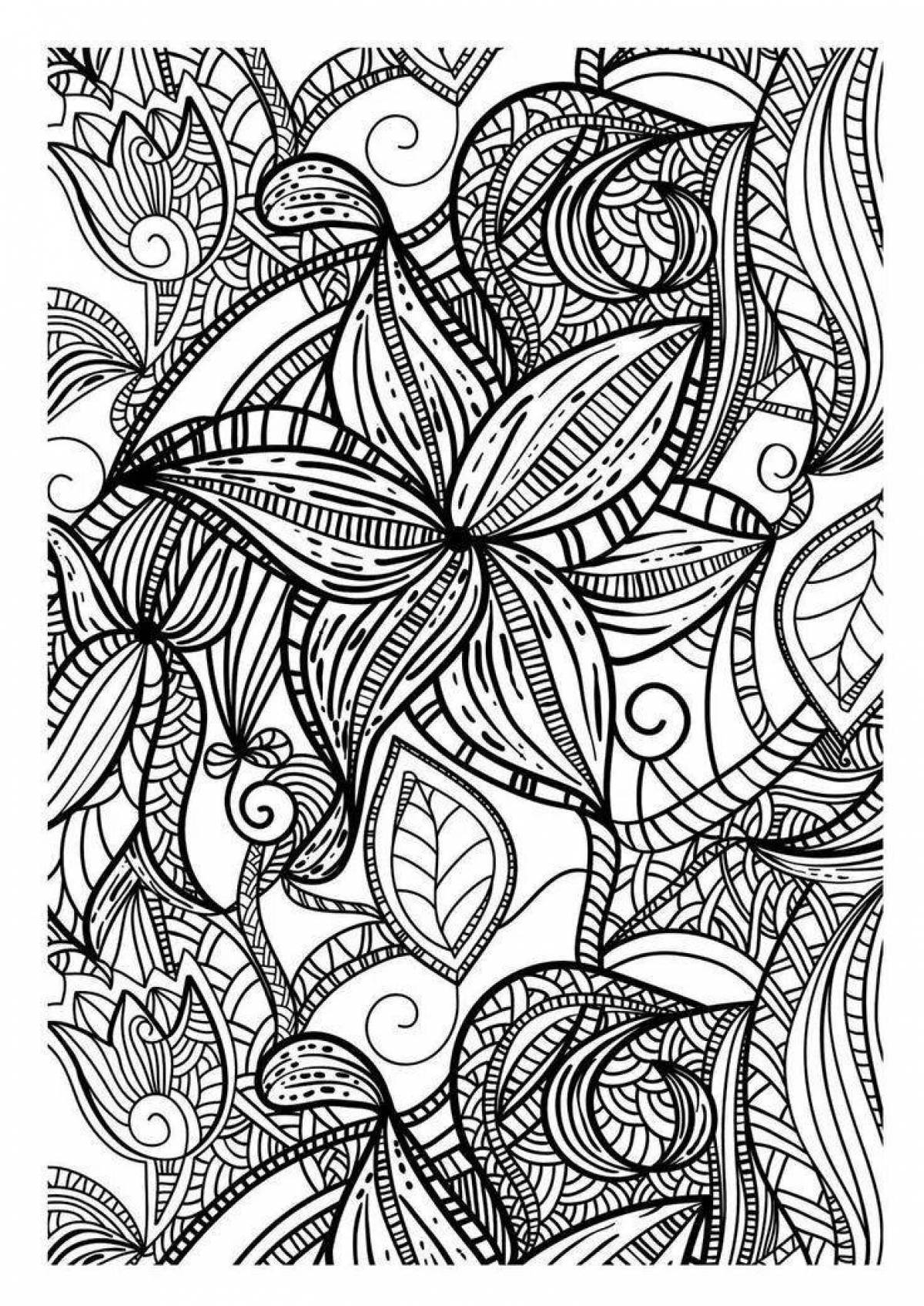 Coloring book soothing anti-stress art therapy