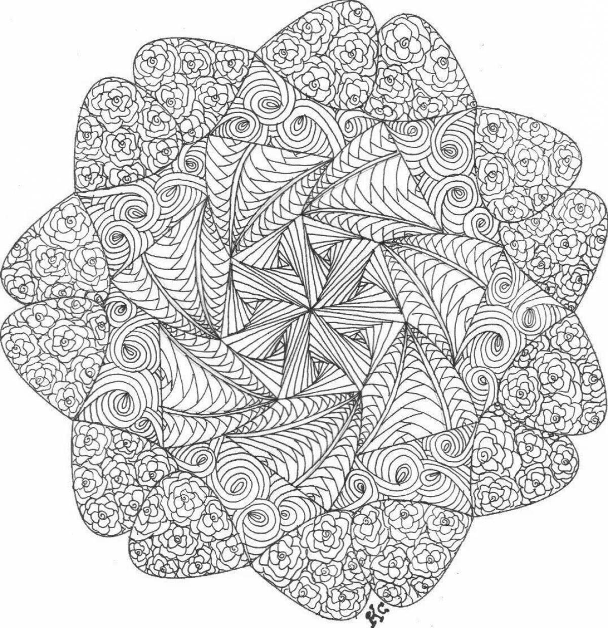 Fascinating anti-stress art therapy coloring page
