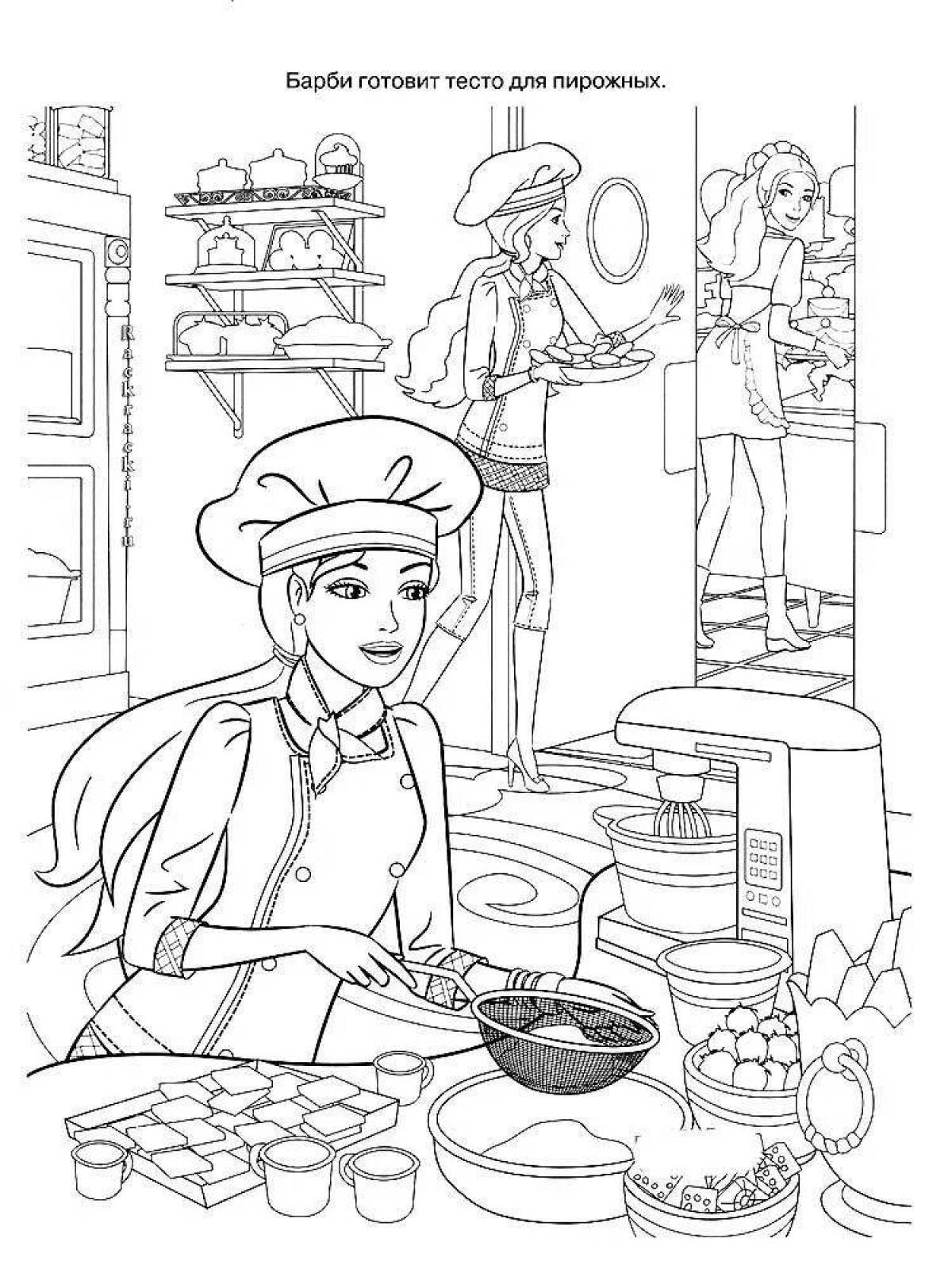 Pastry Chef's vibrant coloring page