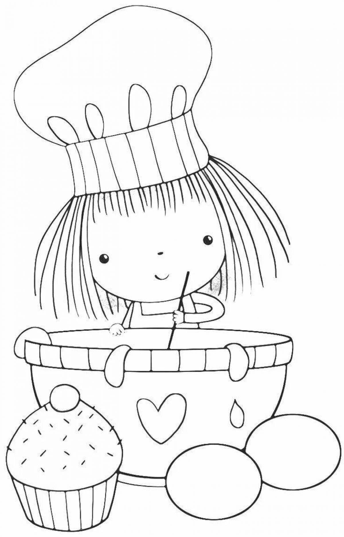 Coloring page charming confectioner