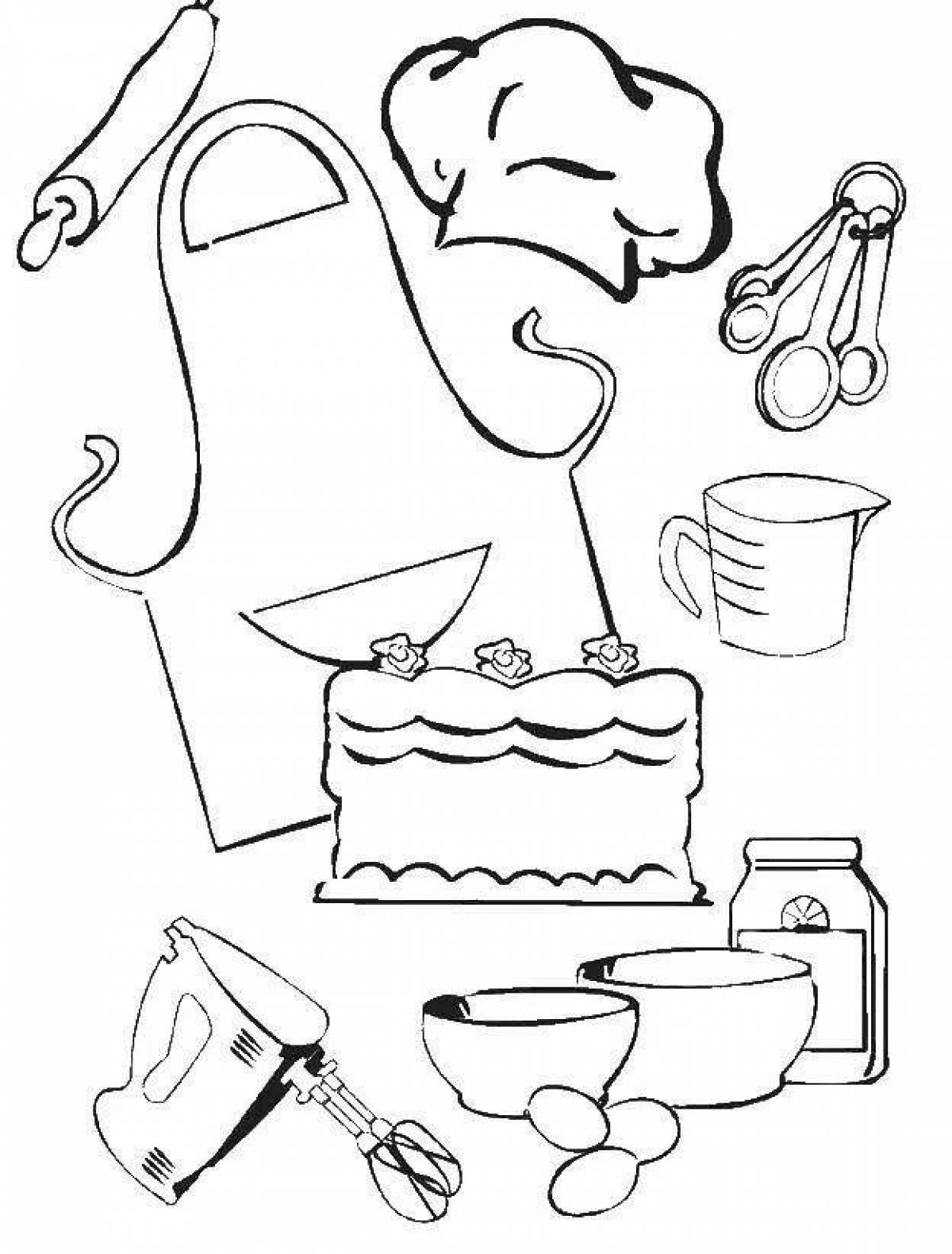 Fascinating pastry chef coloring book