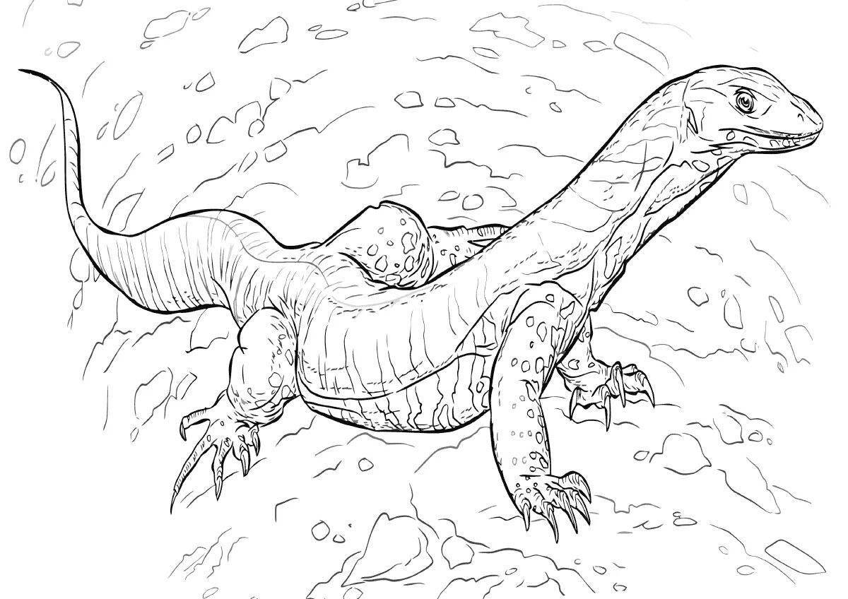 Detailed monitor lizard coloring page