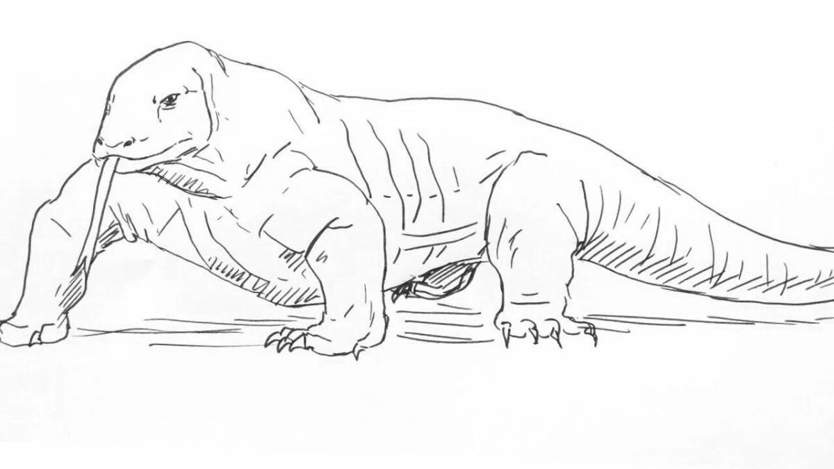Adorable monitor lizard coloring page