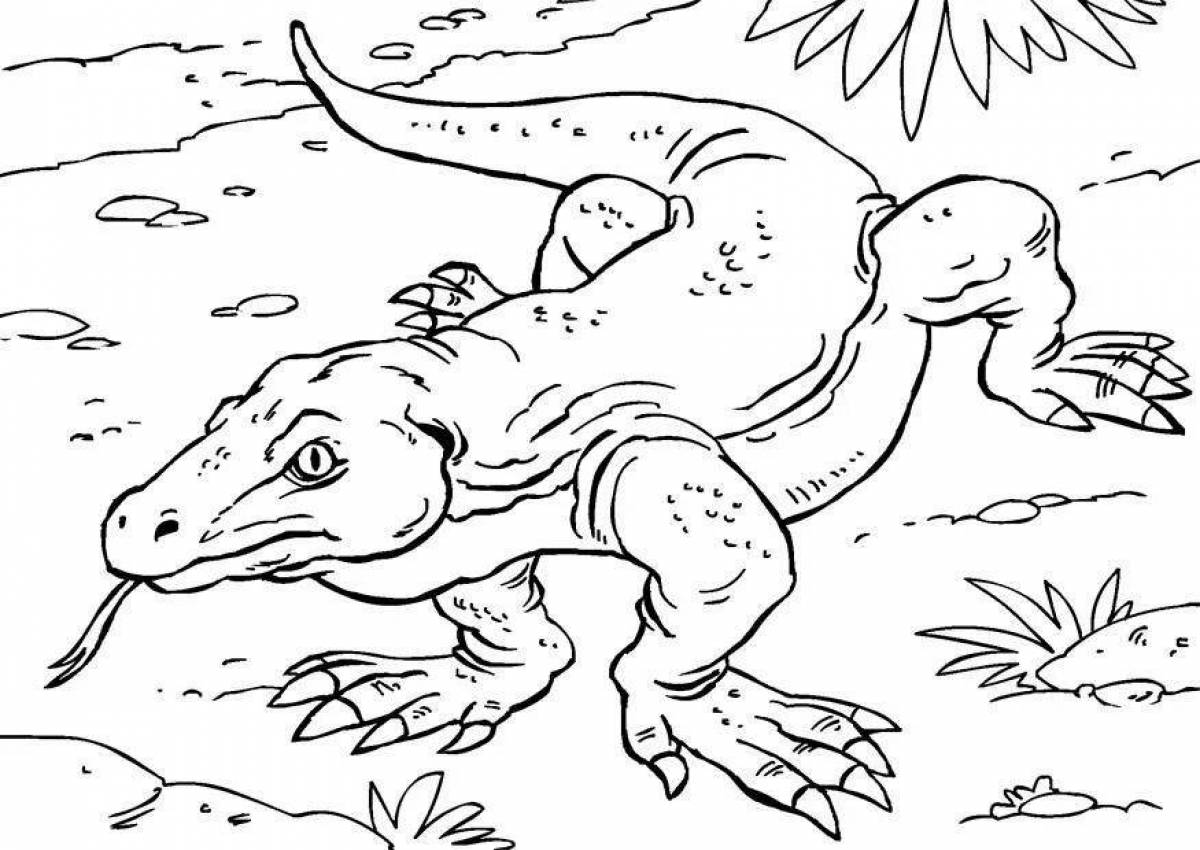 Coloring page of an attractive monitor lizard