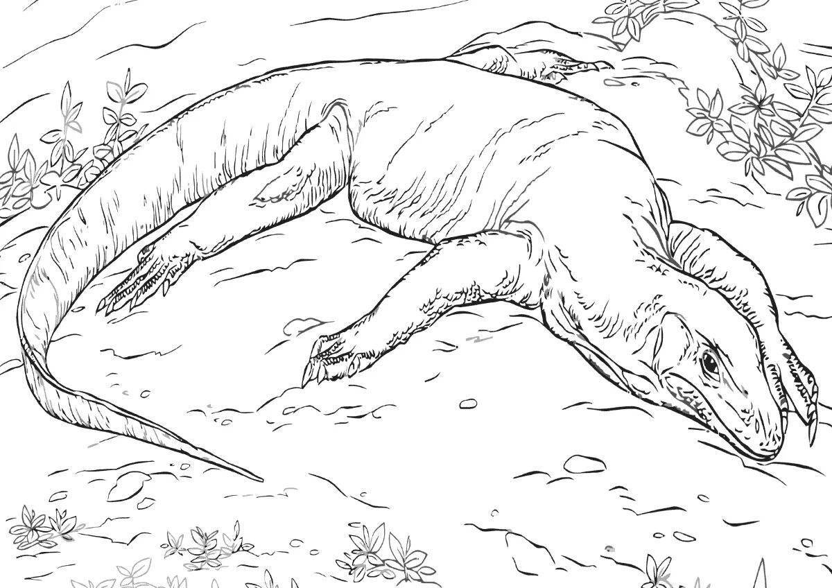 Coloring book striking monitor lizard