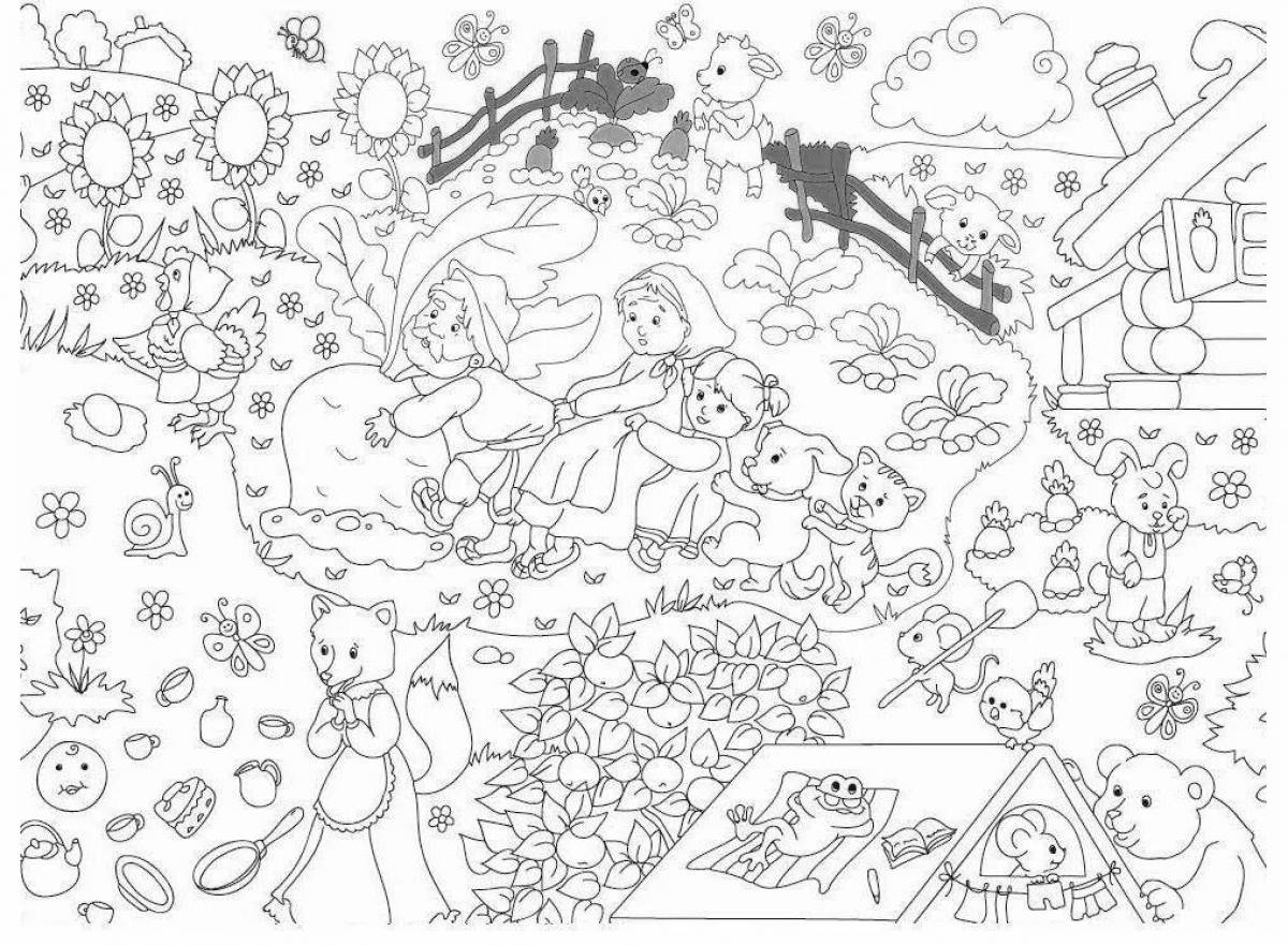 A fascinating coloring book visiting a fairy tale