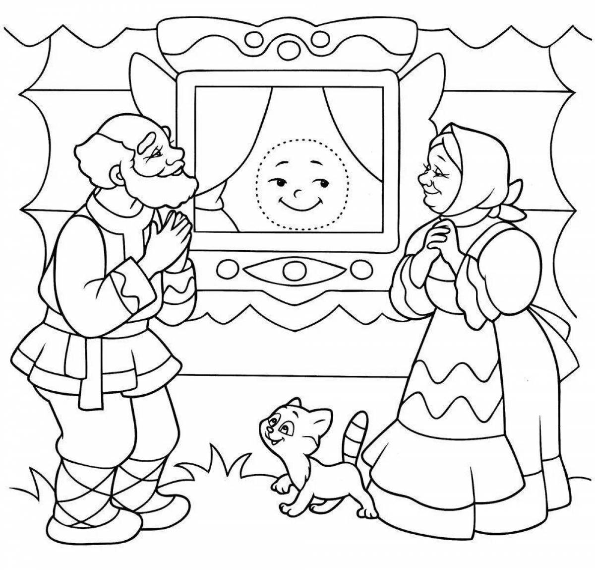 Inspirational coloring book visiting a fairy tale
