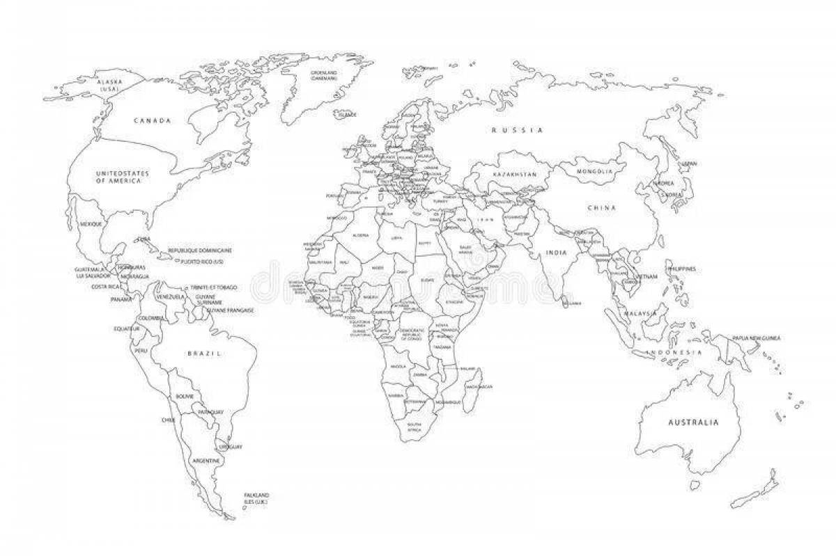 Photo Bright map of the world with countries