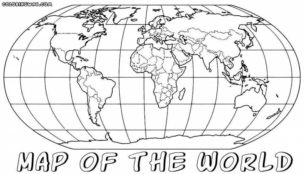 Photo Glossy map of the world with countries