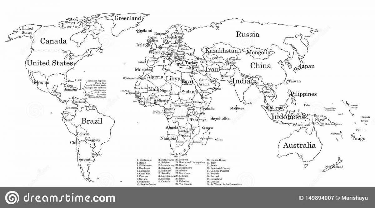 Photo World map with countries #1