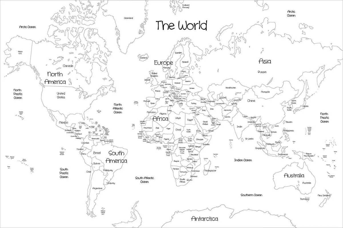 Photo World map with countries #12
