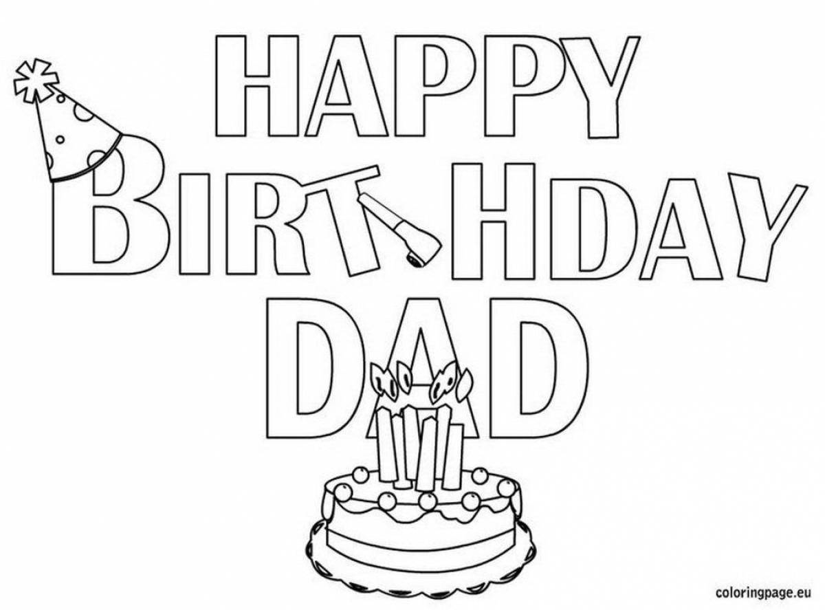 Joyful coloring of dad's birthday from daughter