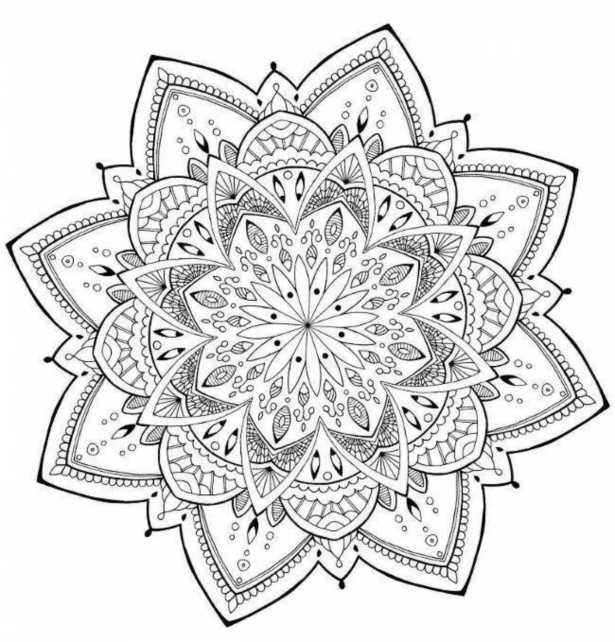 Exuberant coloring mandala for good luck