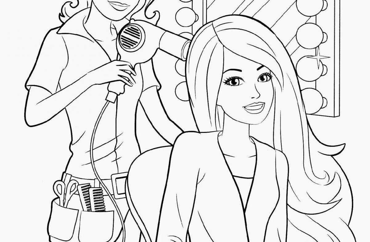 Adorable Barbie Projector Coloring Page