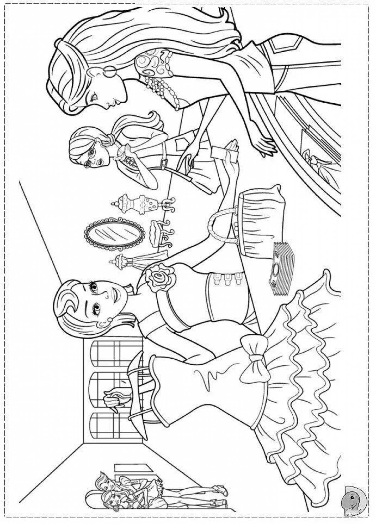 Gorgeous coloring page with barbie projector