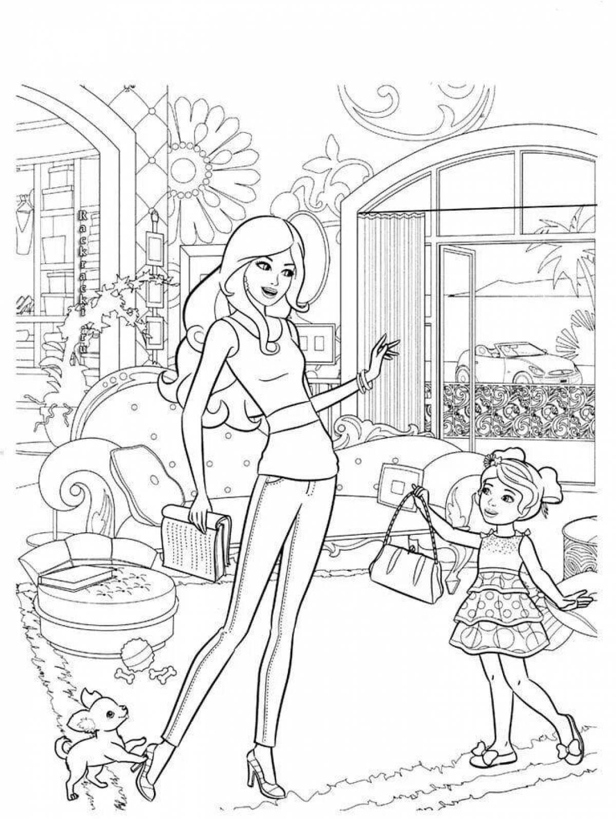 Amazing coloring page with barbie projector