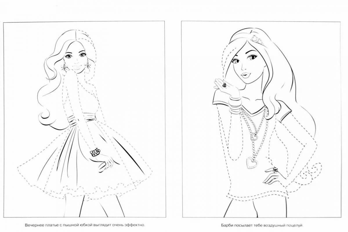 Glittering Barbie projector coloring page