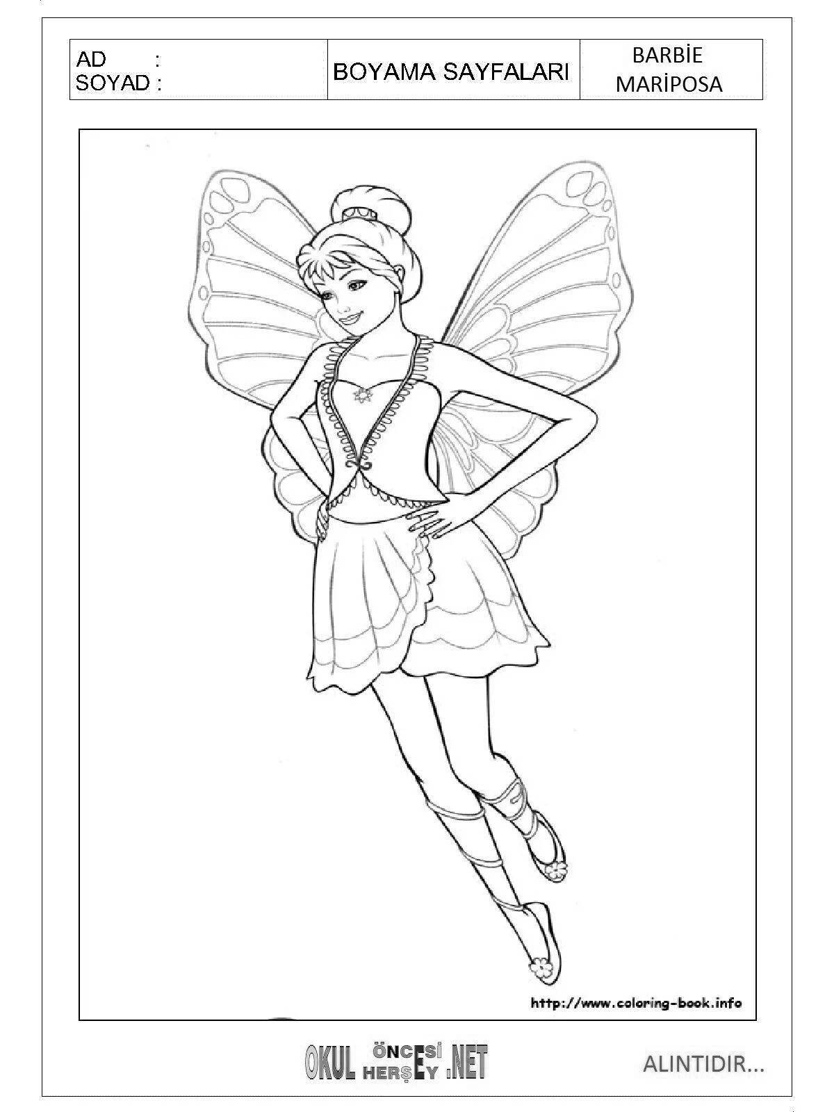 Coloring page glamor barbie with a projector