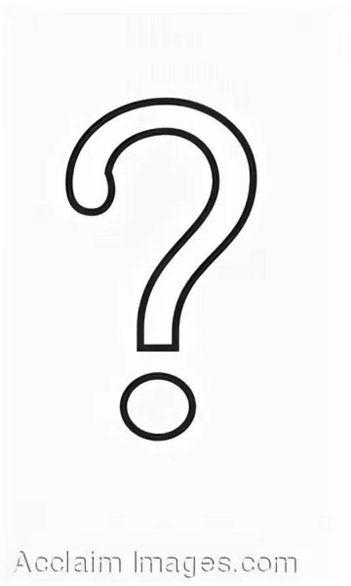 Coloring page with bold question mark