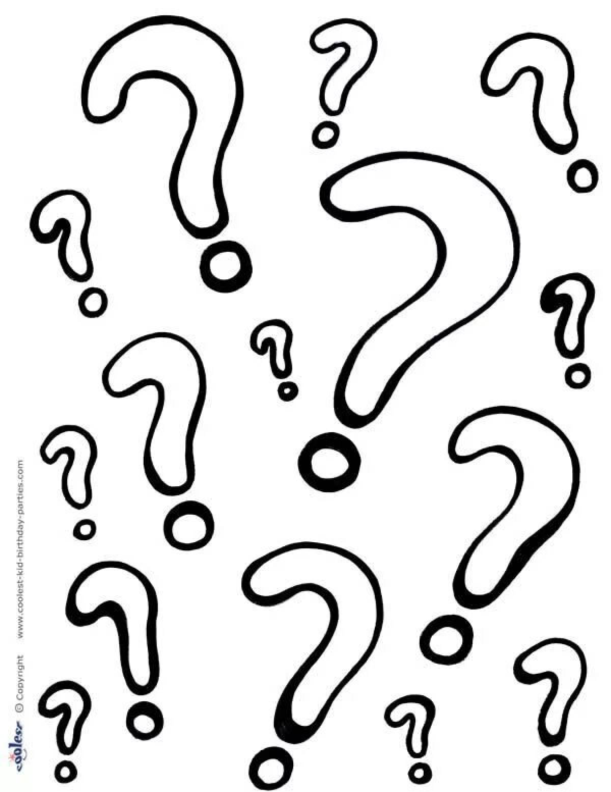 Glittering question mark coloring page