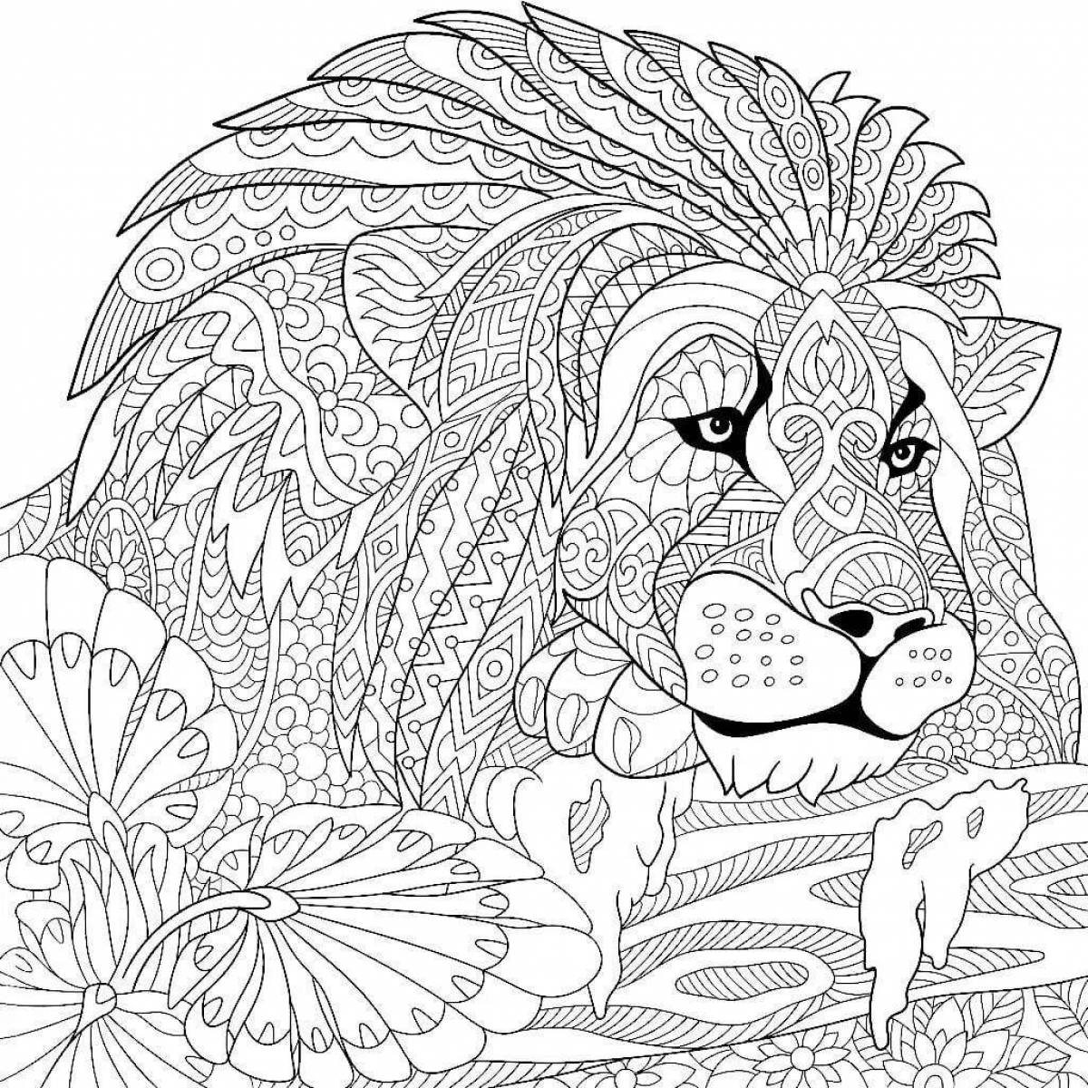Раскраска сложная для девочек тигр
