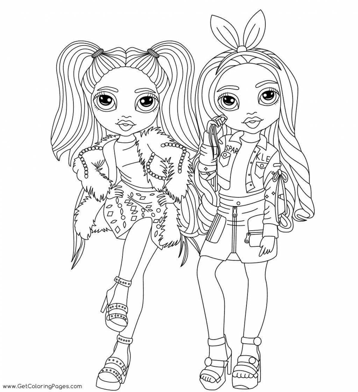 Glamorous rainbow high coloring page