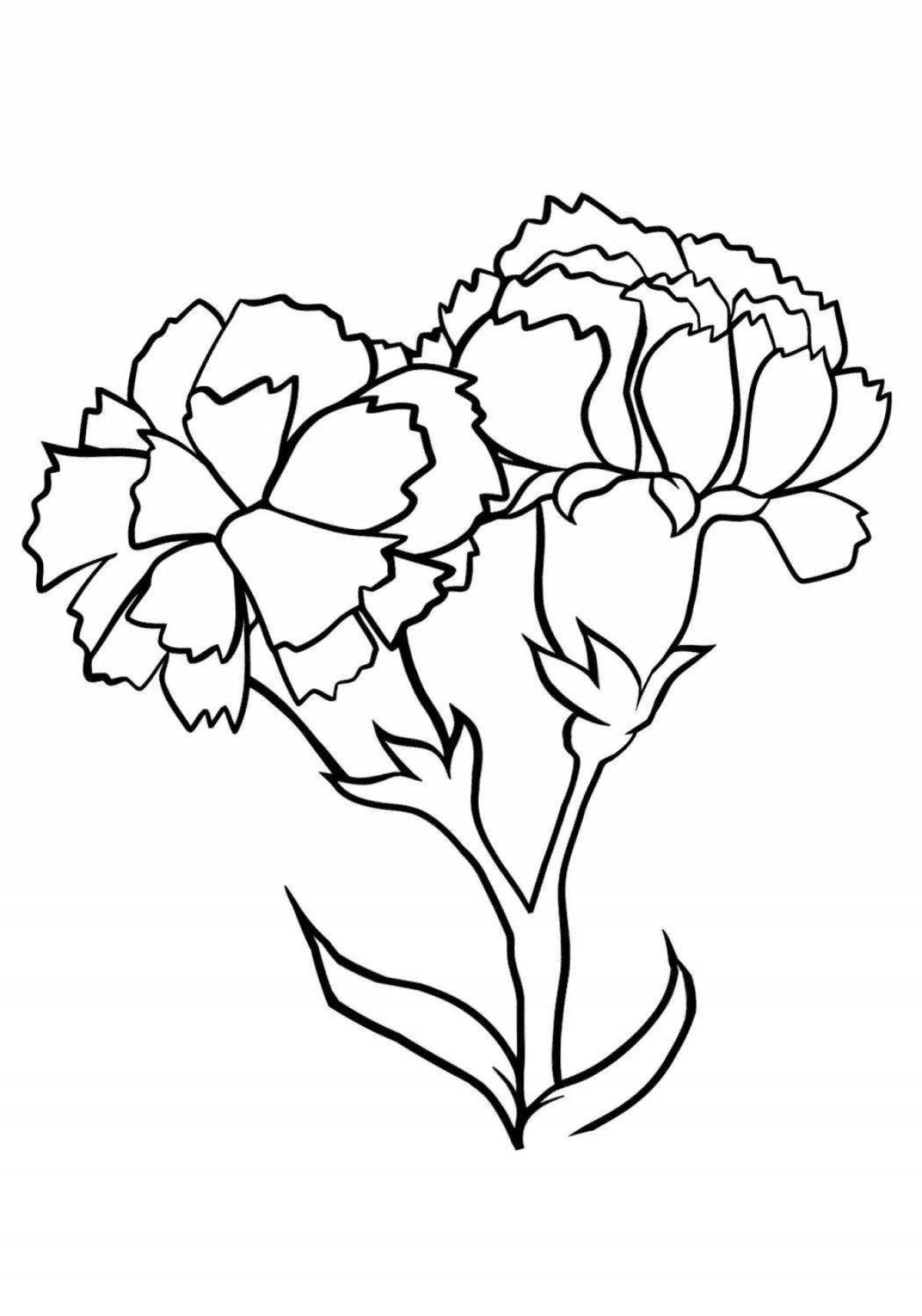 Adorable carnation flower coloring book