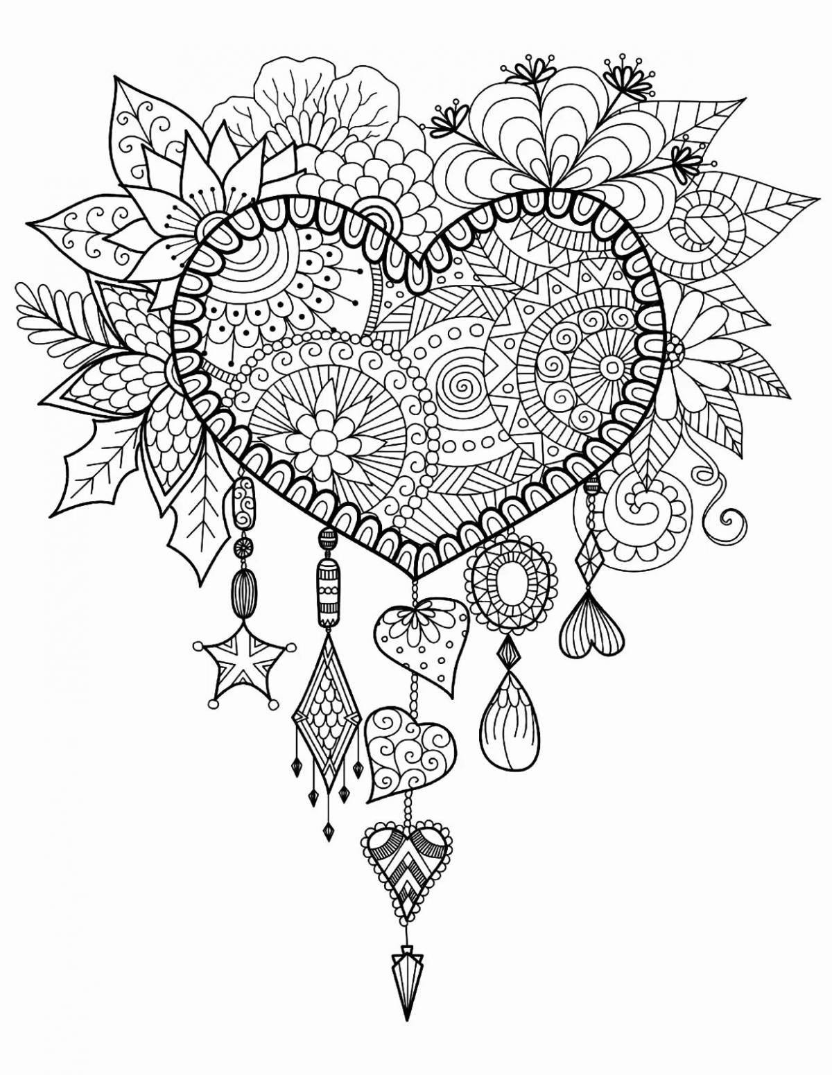 Colorful heart antistress coloring book