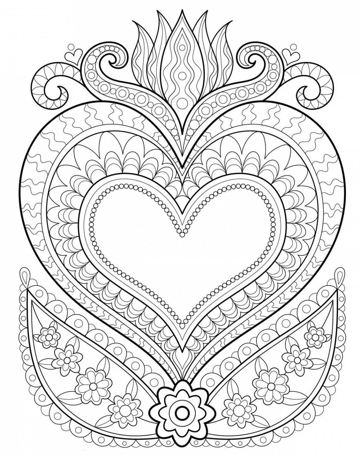 Coloring glowing heart antistress