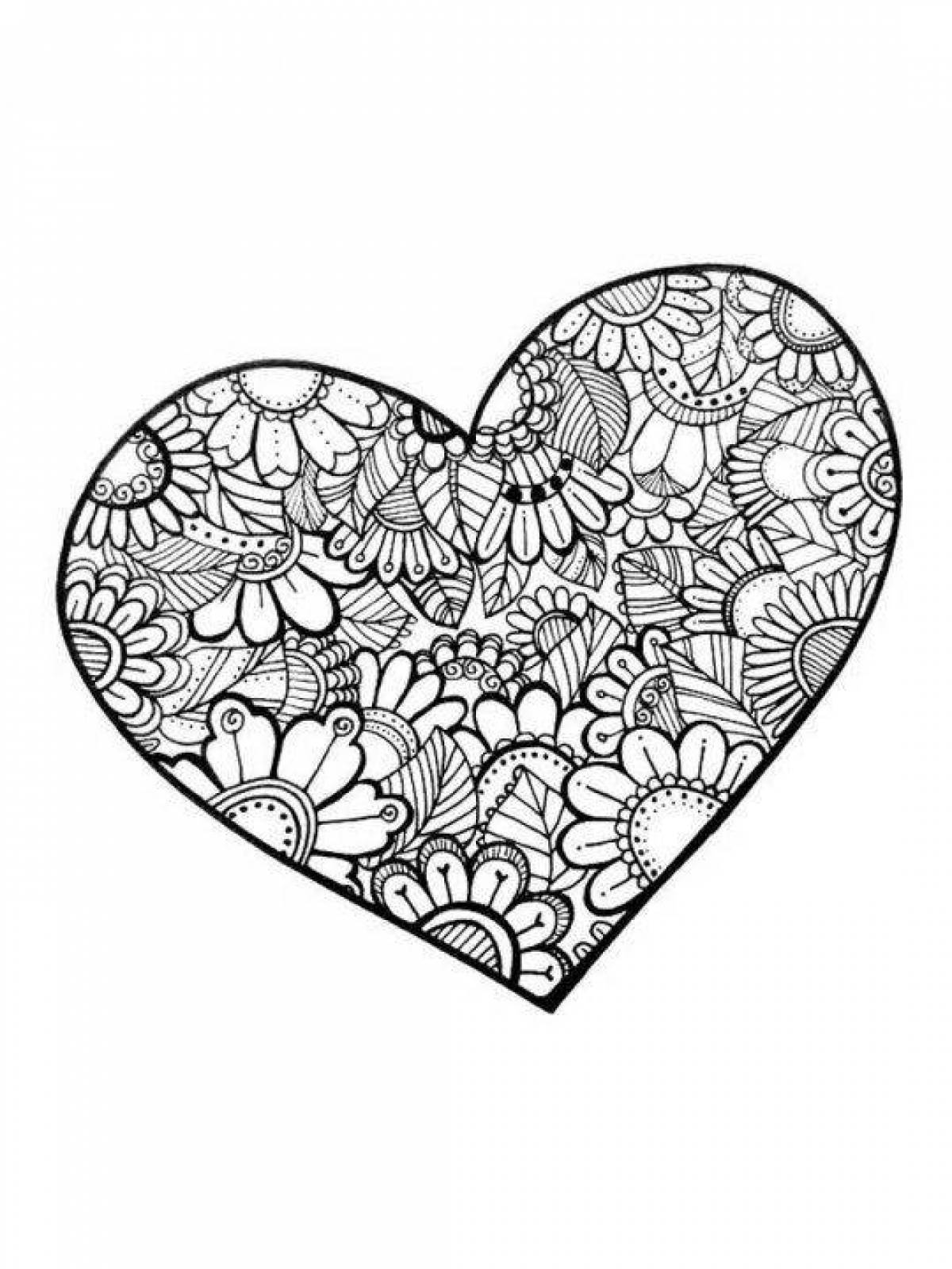 Coloring book charming heart antistress