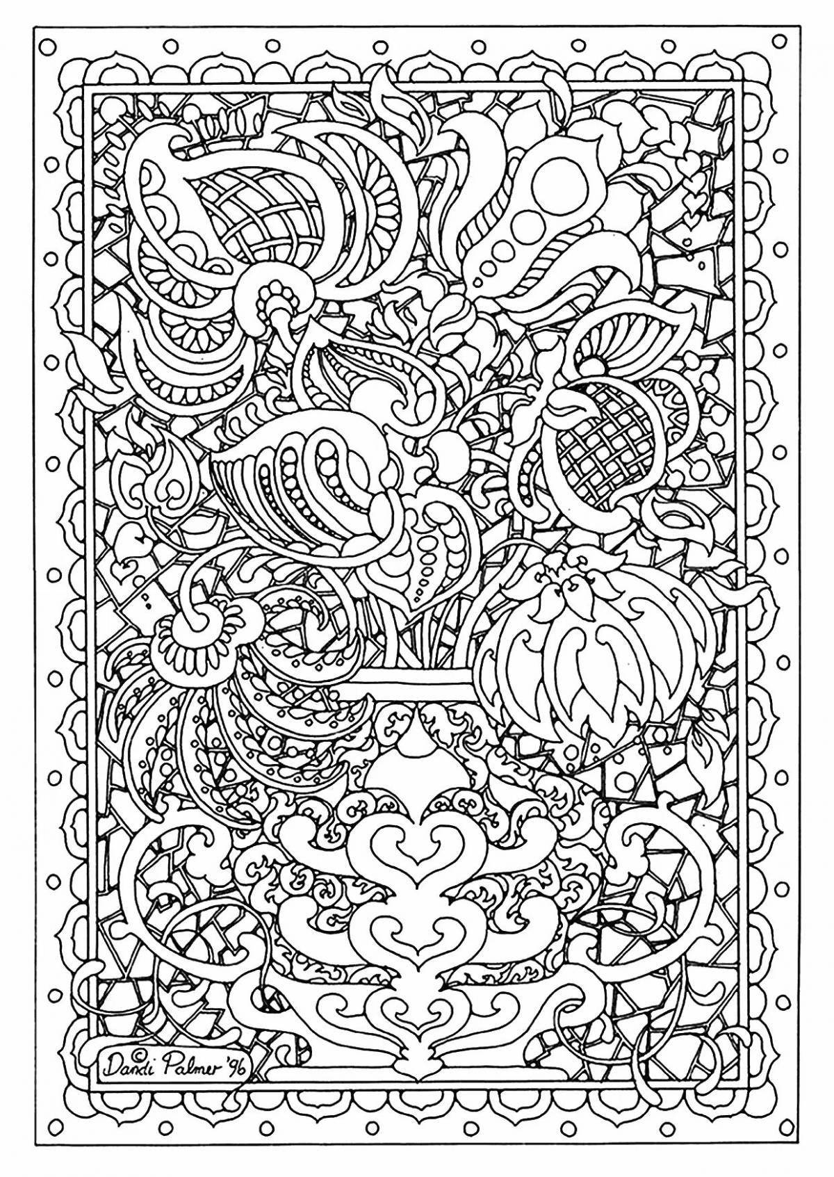 Coloring page with intricate patterns - detail