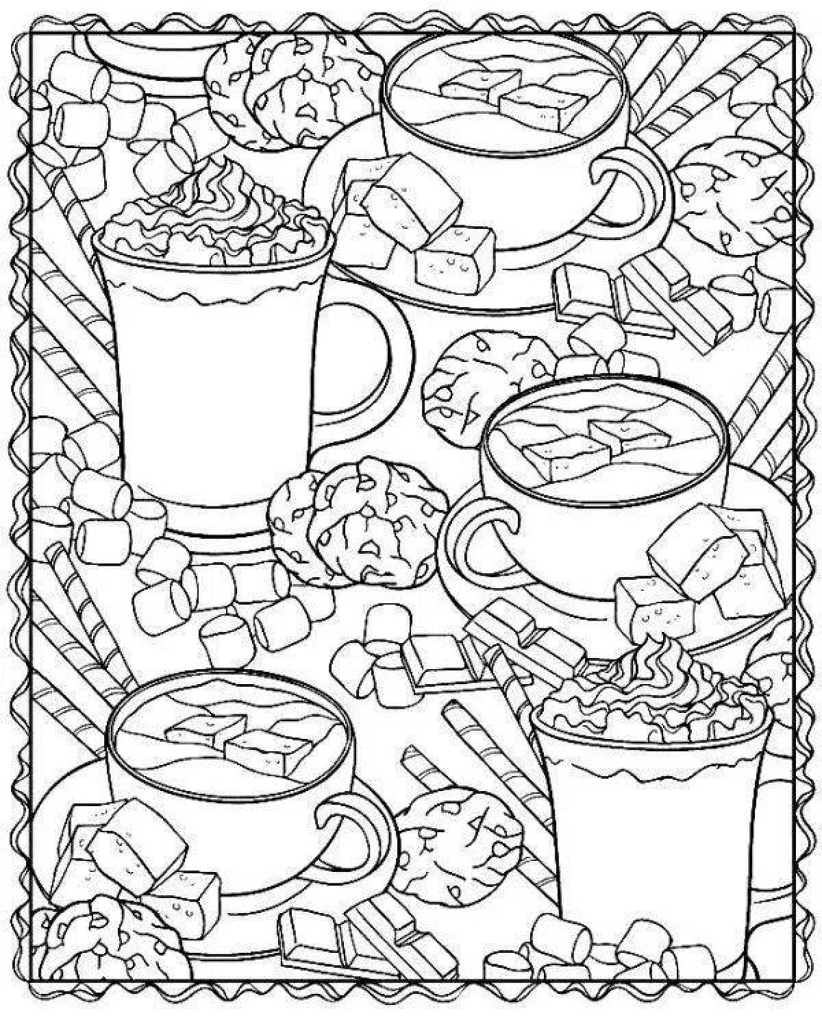 Adorable anti-stress food coloring book