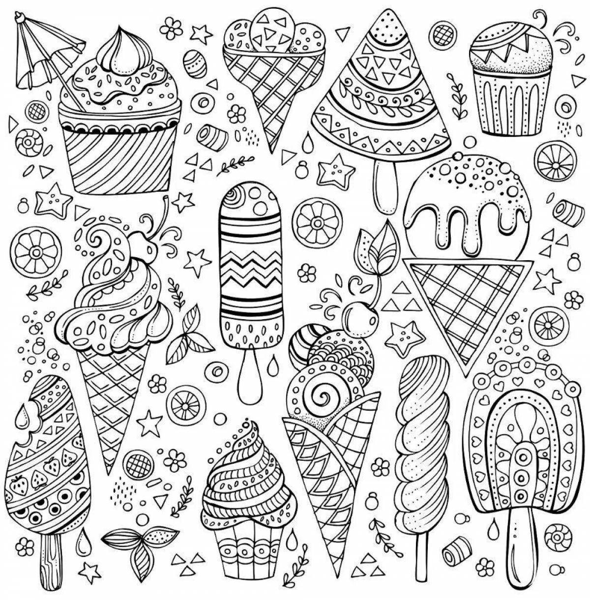Radiant antistress food coloring page