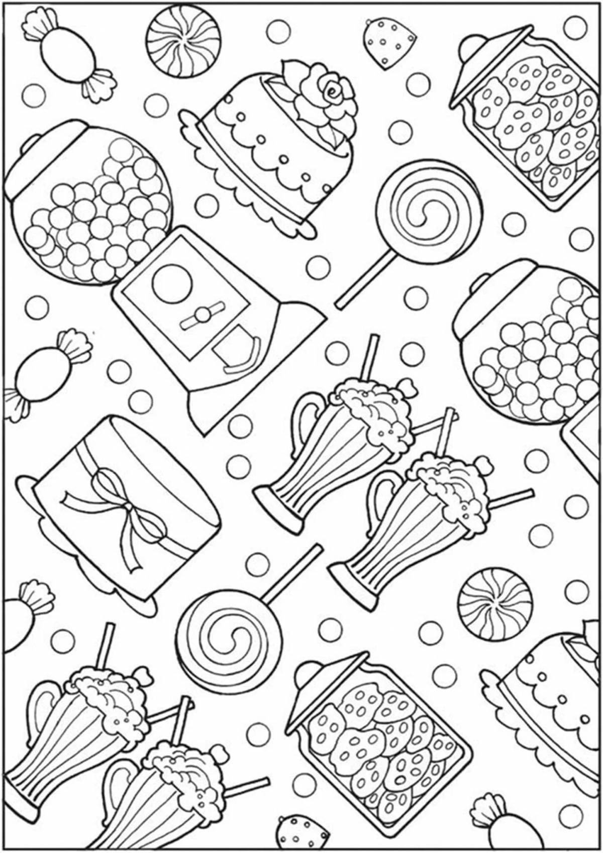 Touching anti-stress food coloring book