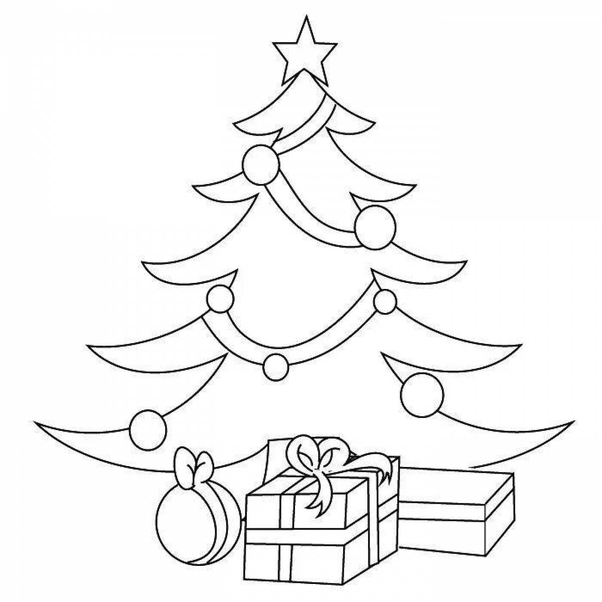 Joyful Christmas tree with gifts