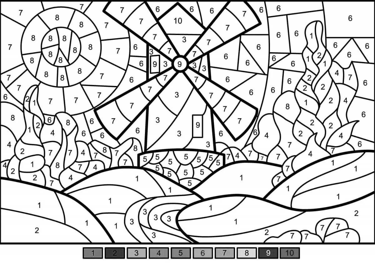 Fun hey color by numbers coloring page