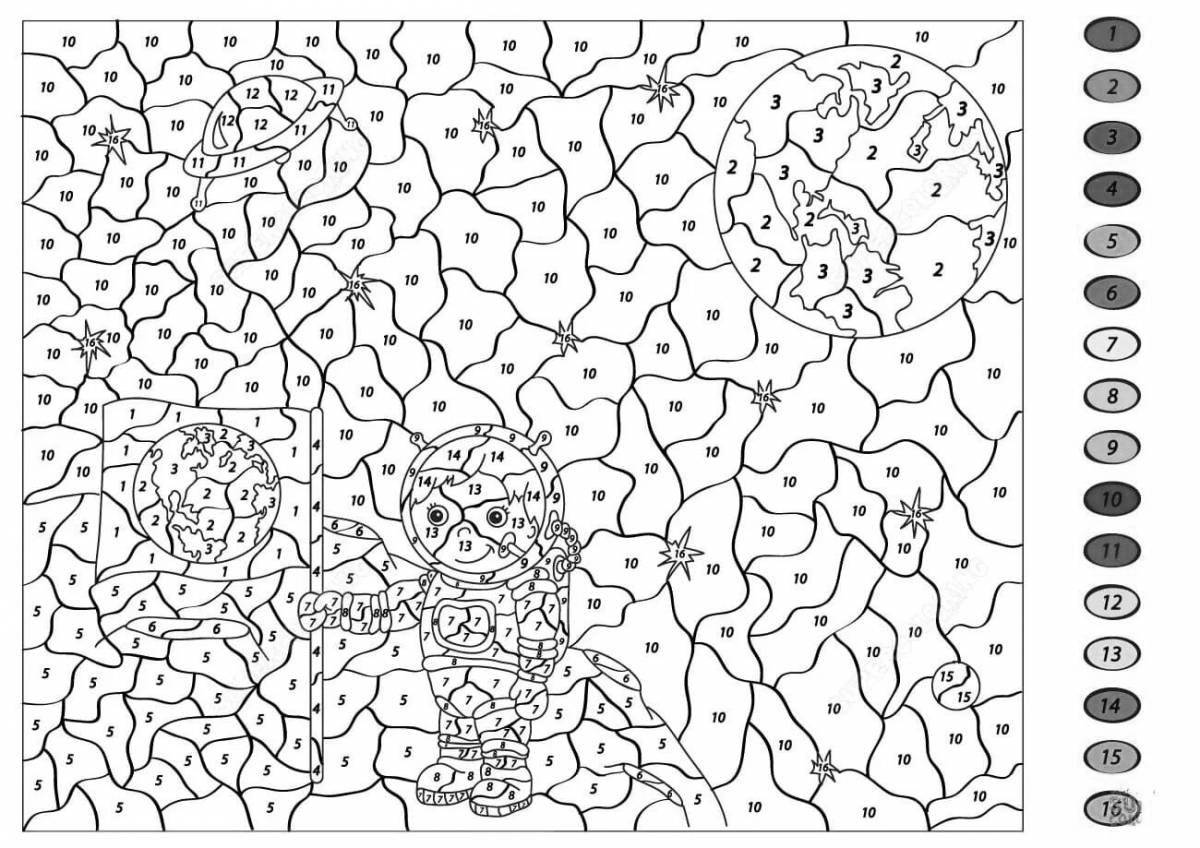 Color-dynamic hey color by numbers coloring page