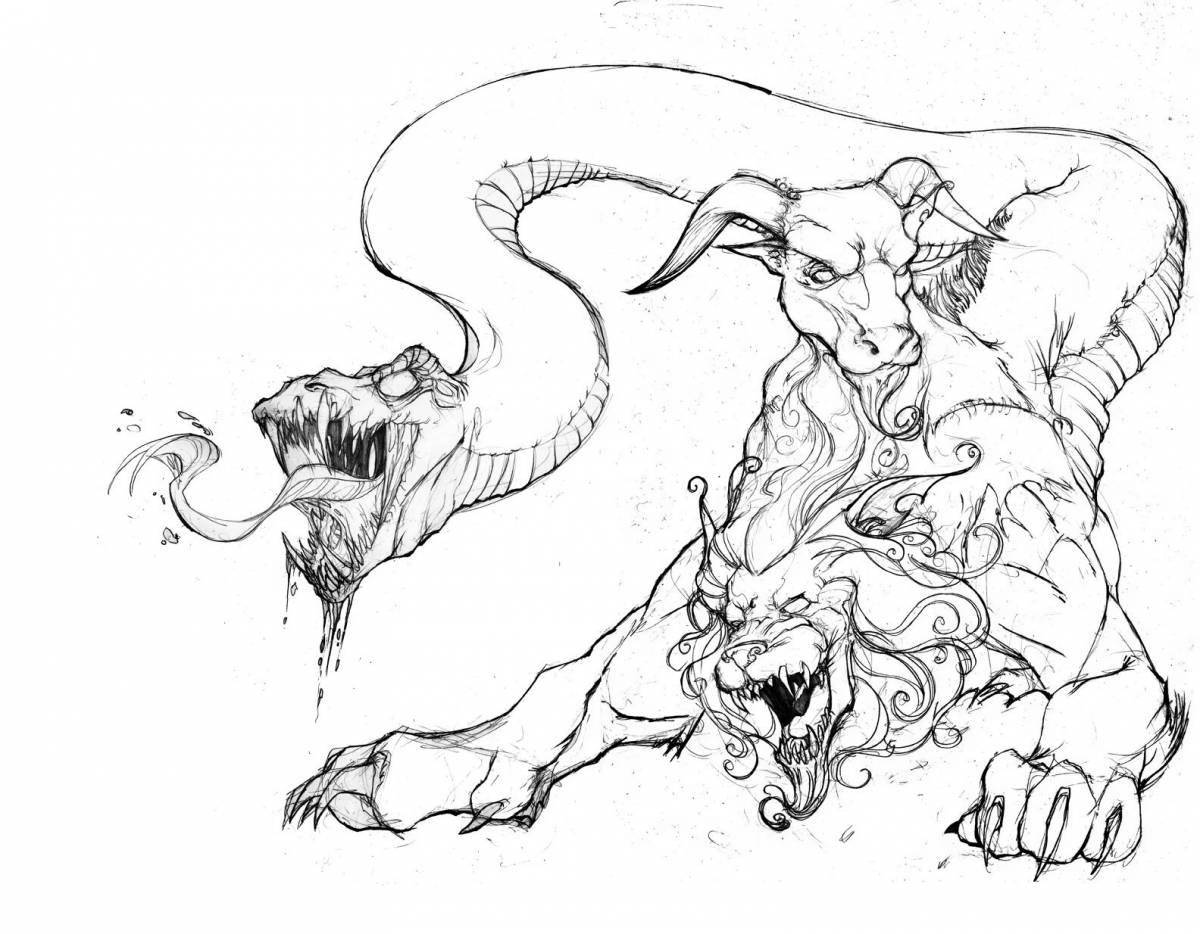 Замысловатая раскраска цербера