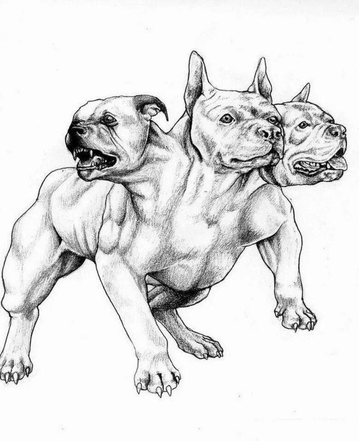Glorious Cerberus coloring page