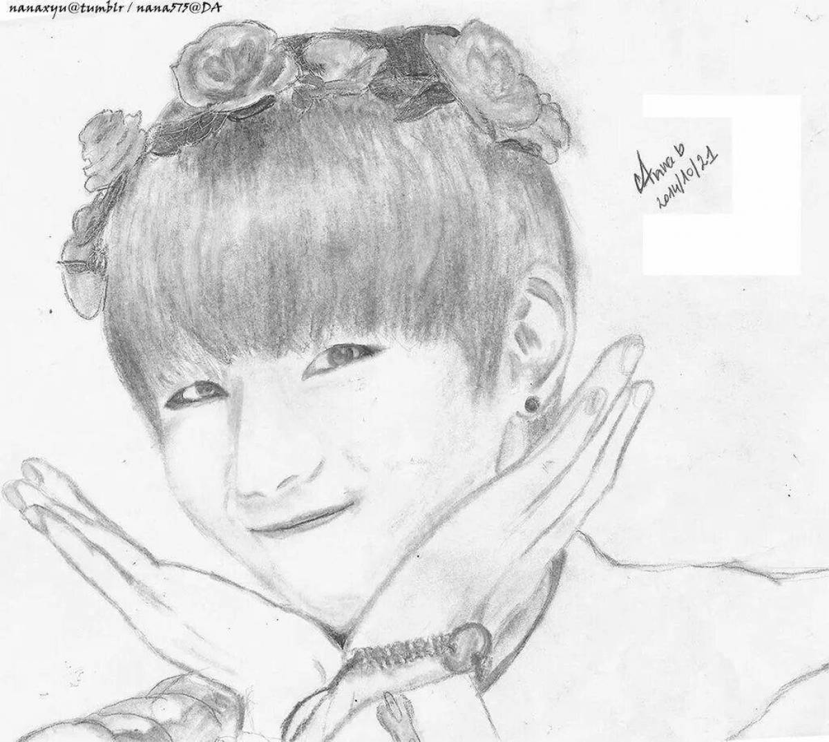 Happy taehyung coloring page