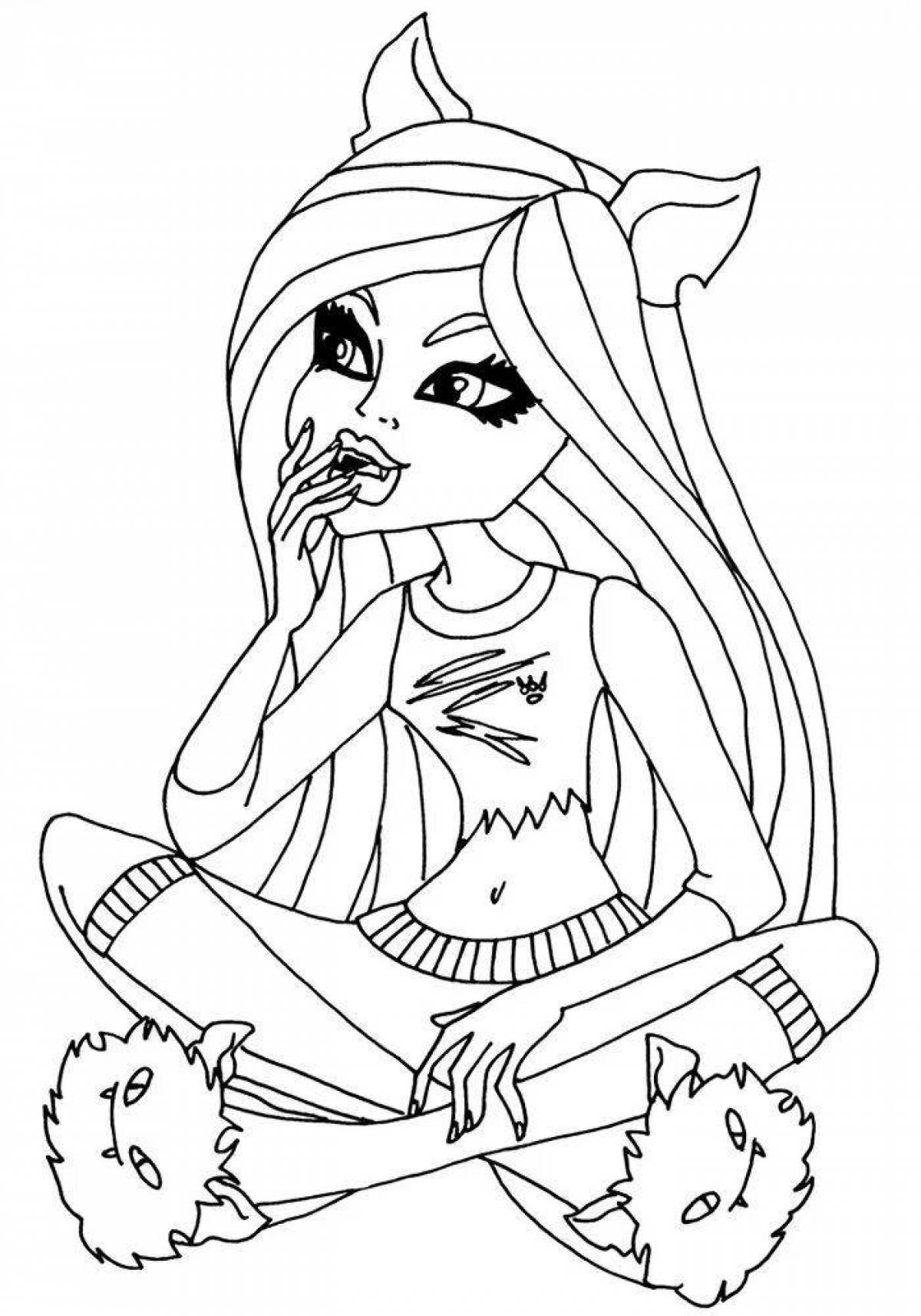 Happy monster coloring page