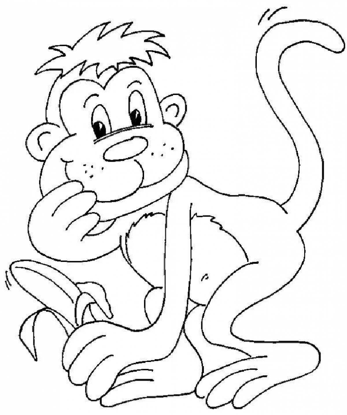 Игривая обезьянка-раскраска