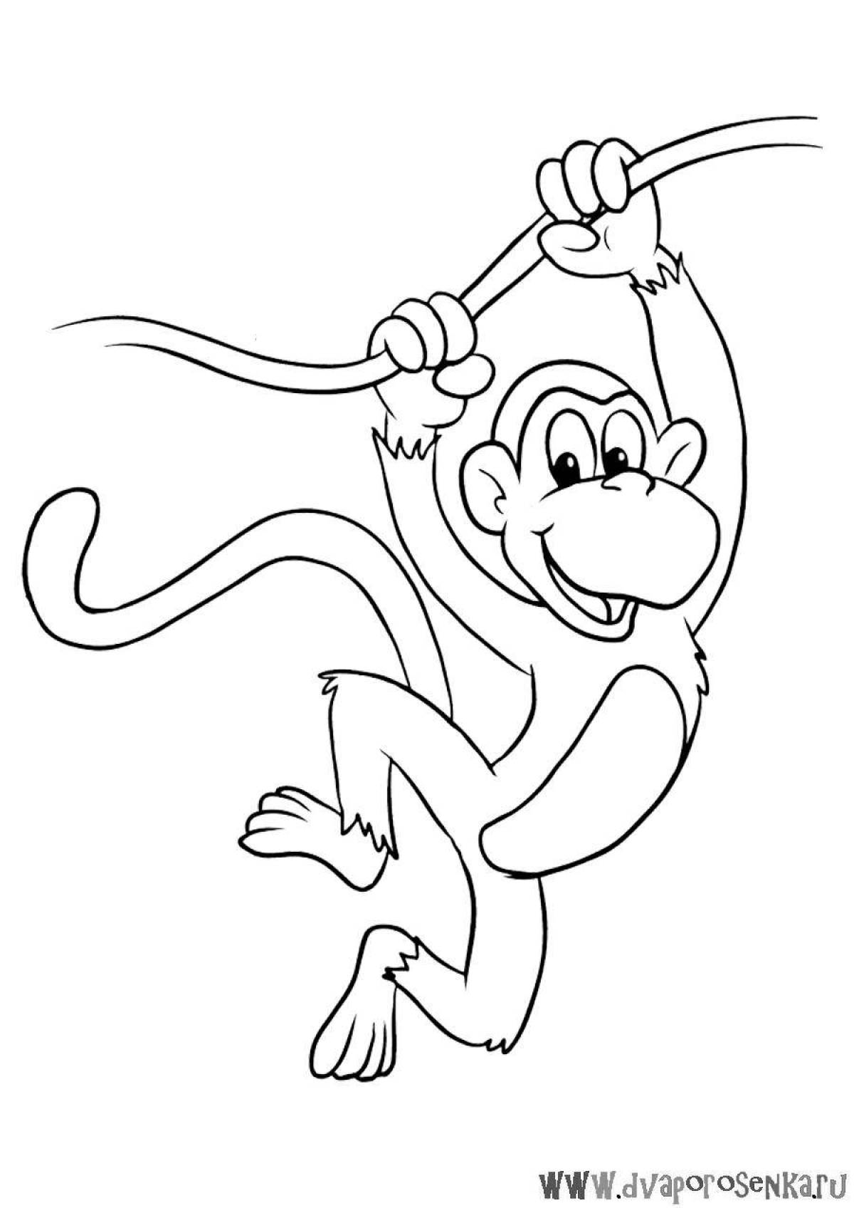 Ухмыляющаяся раскраска обезьяна